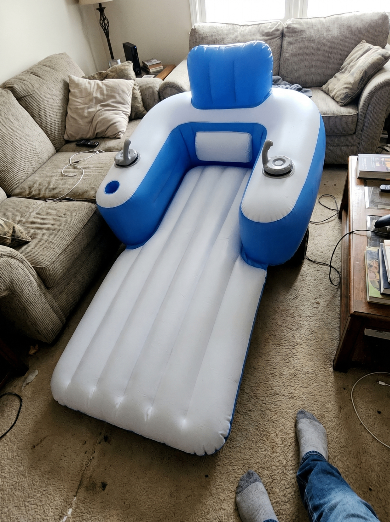 JetStream Lounger X2 fully inflated with joystick controls visible